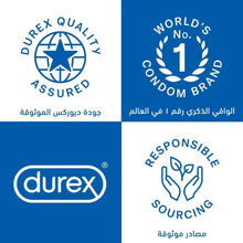 Durex condom box labels with quality assured and responsible sourcing badges