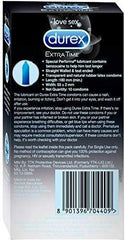 Condom pack back panel with size details and barcode