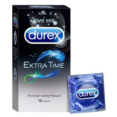 Durex Extra Time condom pack with included foil condom sachet