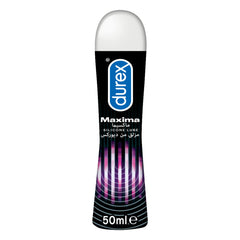 Durex Maxima silicone lubricant gel 50ml black squeeze bottle with purple wave design for long lasting lubrication