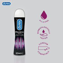 Durex Maxima silicone lubricant gel bottle with silicone use compatibility icons