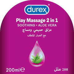 Durex Play 2 in 1 massage and lube Aloe Vera soothing 200ml bottle purple packaging with Durex logo