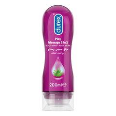 Durex Play 2 in 1 massage and lube 200ml purple bottle with soothing aloe vera and clear flip cap