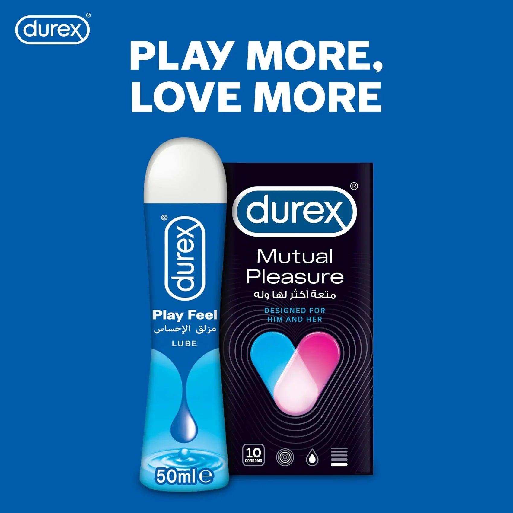 Durex Play Feel lube bottle 50 ml and Mutual Pleasuring product box