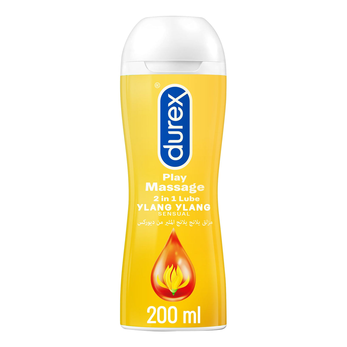 Bottle of Durex Play Massage 2 in 1 lubricant 200 ml ylang ylang sensual massage oil and lube