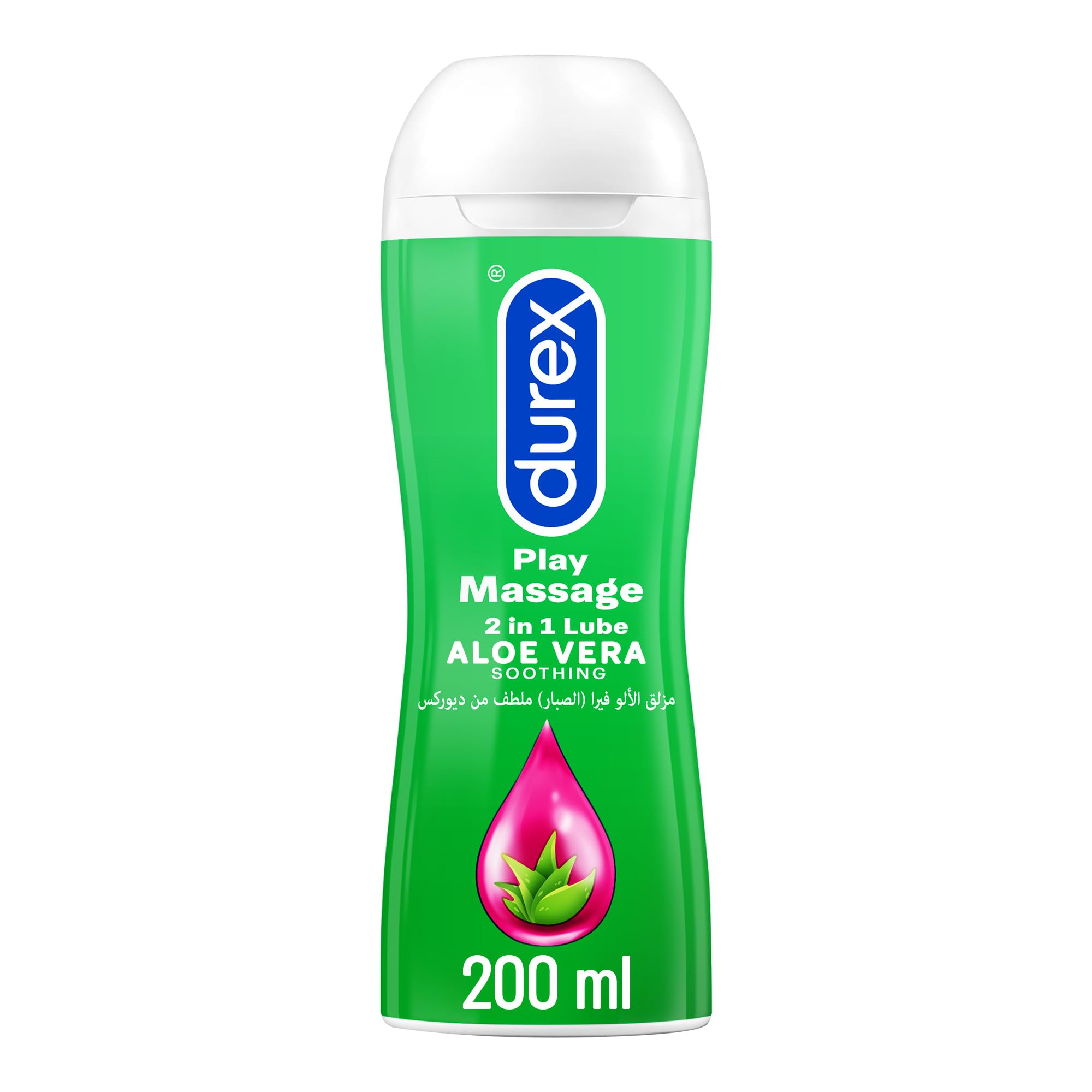 Durex Play Massage 2 in 1 lubricant 200 ml aloe vera green massage bottle with white cap