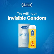 Durex Play Massage 2 in 1 lubricant bottle next to condom pack