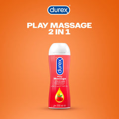 Durex Play Massage 2 in 1 lubricant UAE red 200 ml bottle with guarana on orange background