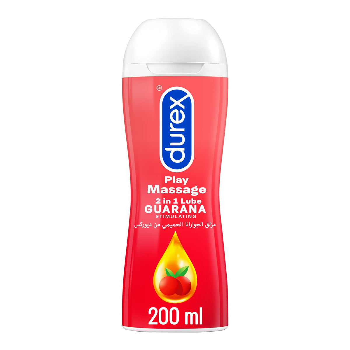 Durex Play Massage 2 in 1 lubricant UAE red 200 ml bottle guarana stimulating massage lube by Durex