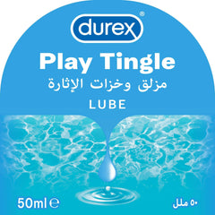 Durex Play Tingle lube 50ml blue packaging with water droplet and Arabic labeling