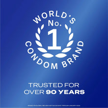 Condom brand badge marked World No. 1, trusted for over 90 years