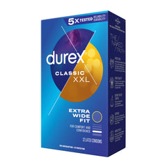 Durex XXL condoms UAE Durex Classic XXL extra wide fit box 12 latex condoms blue packaging