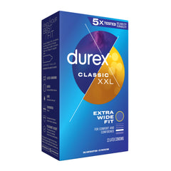 Durex XXL condoms UAE box 12 Classic XXL extra wide fit latex condoms in blue packaging