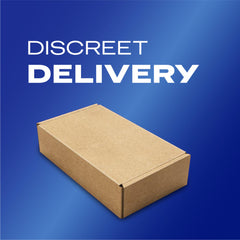 Durex XXL condoms UAE discreet delivery plain cardboard shipping box on blue background