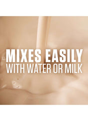 Dymatize Dunkin donut whey protein powder mixing smoothly with water or milk for easy preparation