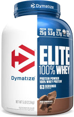 Dymatize Elite Whey Protein Rich Chocolate 5 lb tub 100 percent whey 25g protein per serving