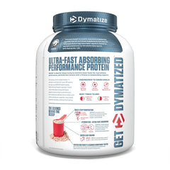 Dymatize ISO 100 whey protein UAE white tub with blue lid ultra fast absorbing performance protein