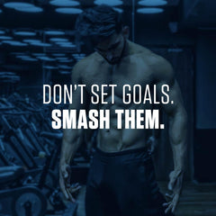 Motivational gym poster with muscular man and slogan promoting Dymatize ISO 100 whey protein UAE for muscle recovery