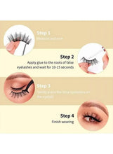 False eyelash application steps diagram with lash strip illustrations