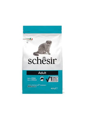 Schesir cat dry food bag, Adult, fish, 400g front view