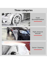 Car washing water gun spray shown in foam, high-pressure, and sector cleaning steps