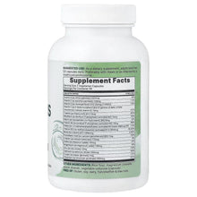 Multi vitamins supplement bottle, back nutrition facts panel on white label