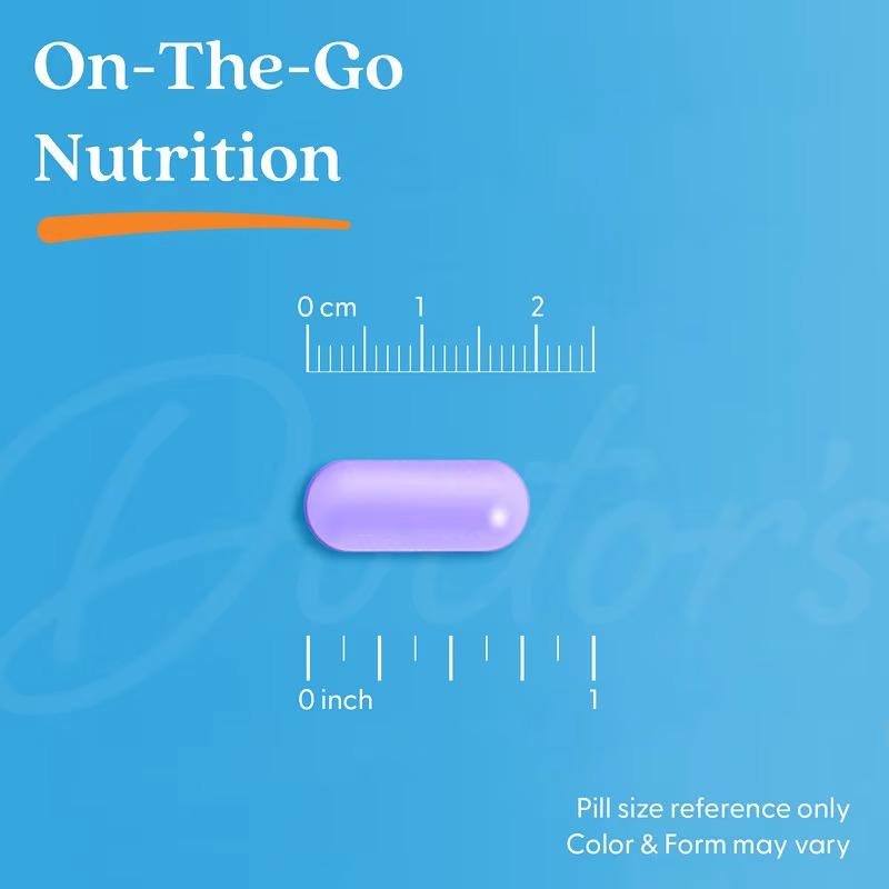Purple, oval multi-vitamin capsule