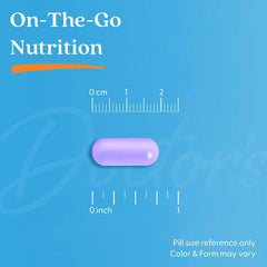 Purple, oval multi-vitamin capsule