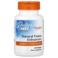 Doctor's BEST Natural Vision Enhancers supplement bottle with orange cap, blue label