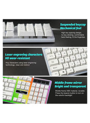 G21 Wired Keyboard USB Gaming Mechanical Feel Colorful Backlit Laptop Keyboard White