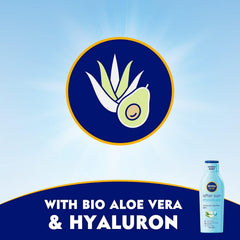 Bio aloe vera & hyaluron badge with NIVEA SUN after sun lotion bottle, 200 ml