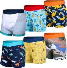 6-pack toddler pull-on potty boxer briefs with dinosaur and animal prints, elastic waist