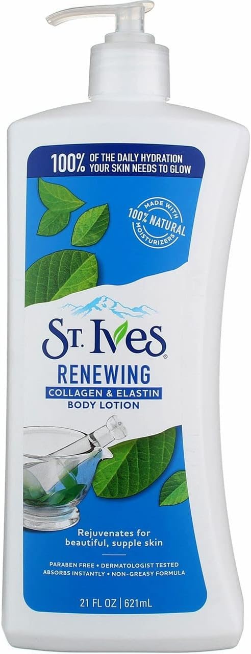 St. Ives Renewing Collagen Elastin Body Lotion with Soybean Oil for Smooth & Hydrated Skin| Moisturizing Lotion for Deeply Nourished Skin| Paraben-Free & Non-Greasy| Dermatologically Tested| 621ml
