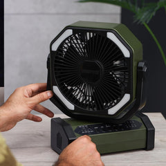 Geepas 8" Rechargeable Fan with LED Light- GF21220/ High Performance Fan with Working Time up to 30 Hours, 2 Years Warranty, Black