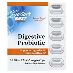 Digestive probiotic supplement blister pack with 30 veggie caps
