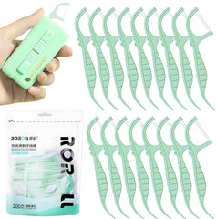 Dental Floss Picks 210Pcs with Magnetic Portable Case, Double Strand for Effective Plaque Removal & Cavity Prevention, Toothpick Floss for Family, Travel & Braces Care - Ideal Gift (Mint, Green)