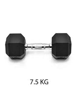 Black hex dumbbell set with 7.5 kg weight plates