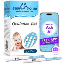 Ovulation test strip kit with Easy@Home box, test strips, and 25-test count