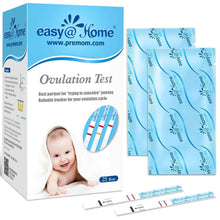 Ovulation test strip kit with Easy@Home box, pouch packs, and test strips