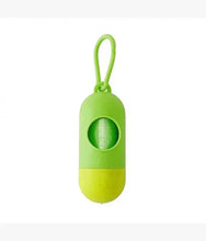 Eco-friendly pet waste bag dispenser in lime green with carrying loop
