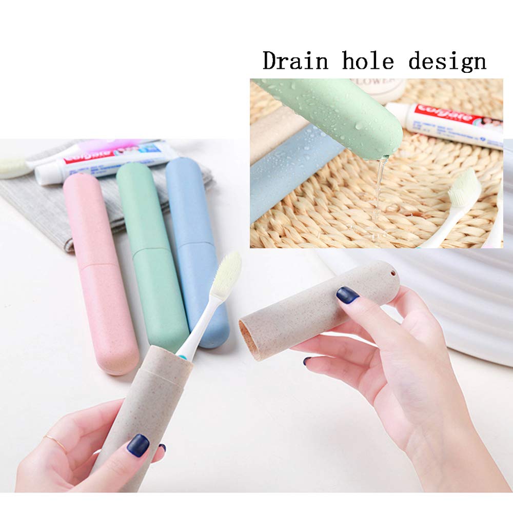 NEXCURIO travel toothbrush case in pastel colors with drain hole compact portable toothbrush holder