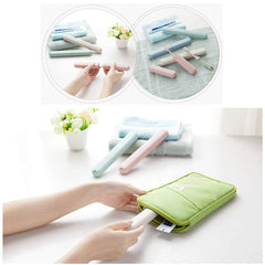 NEXCURIO travel toothbrush case slim pastel holders with toothpaste in green travel pouch for compact trips