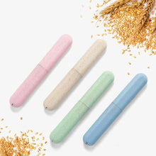 Set of travel toothbrush storage cases in pastel colors, four closed tubes