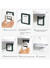 Wall outlet storage rack with socket plate cover, showing screw installation