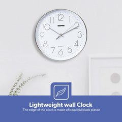 Geepas Silent Non-Ticking Round Wall Clock, White