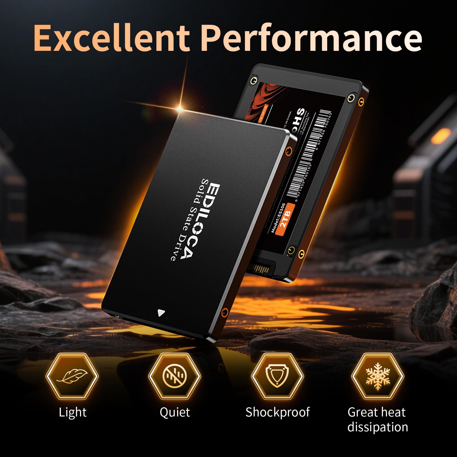 Ediloca 2TB SSD SATA III internal hard drive with excellent performance and shockproof design