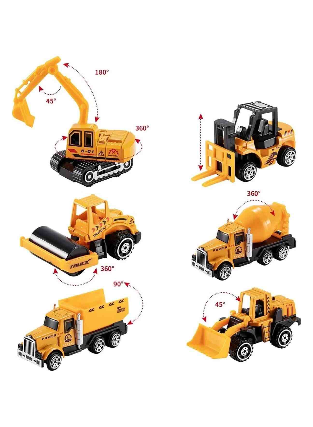 Huitich engineering construction vehicle set featuring six movable educational construction vehicle toys