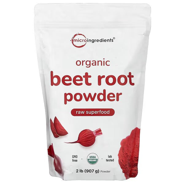 Organic beet root powder pouch, red text, 2 lb (907 g), USDA organic