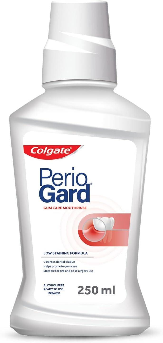 Colgate PerioGard Gum Care Mouthwash Liquid | Low Staining Formula | Reduces the Formation of Dental Plaque | Alcohol free Mouth Wash - 250 ml (Complete Oral Care)
