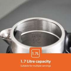 Geepas 1.7 L Smart Stainless Steel Kettle- GK38034/ Convenient Tuya App Control, Alexa,Multiple Safety Features, Perfect for Boiling Water, Milk, Tea/Strix Controller 2200 W/ 2 Years Warranty, Black